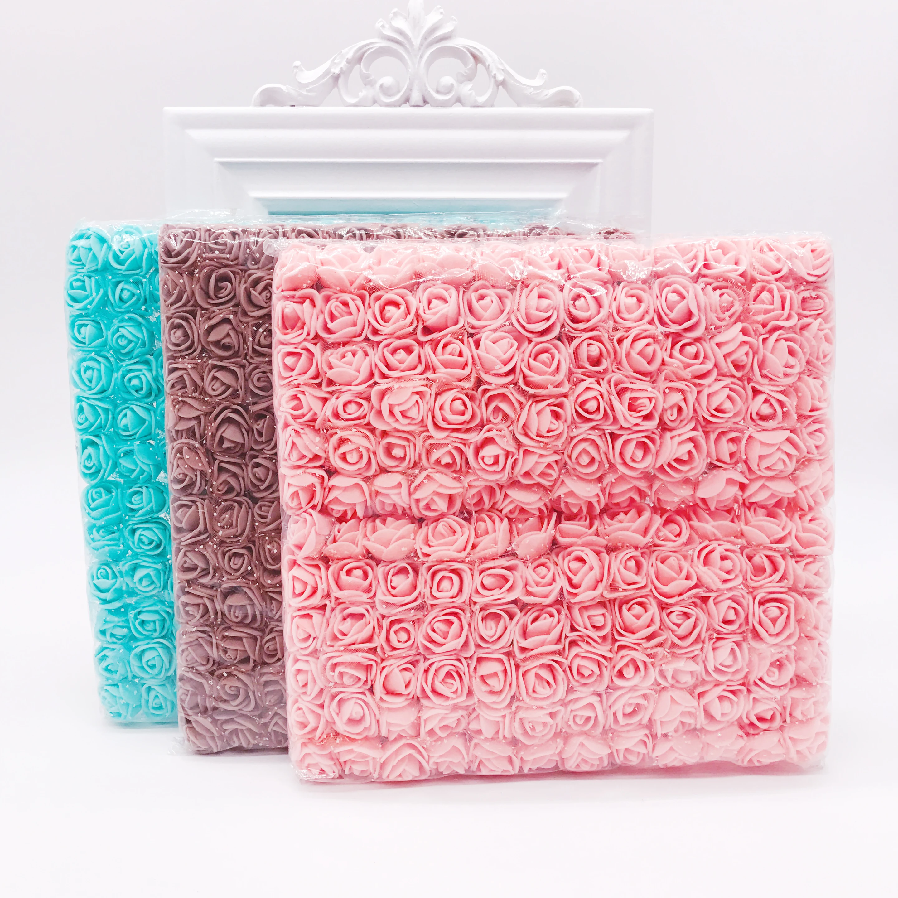 Новинка (144 шт./лот) 2 см разноцветные ПЭ розы пена мини цветок букет сплошной