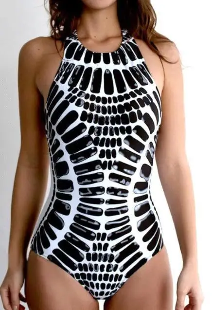 Женский сдельный купальник MisShow черный белый 2019 перекрестная спина бандаж