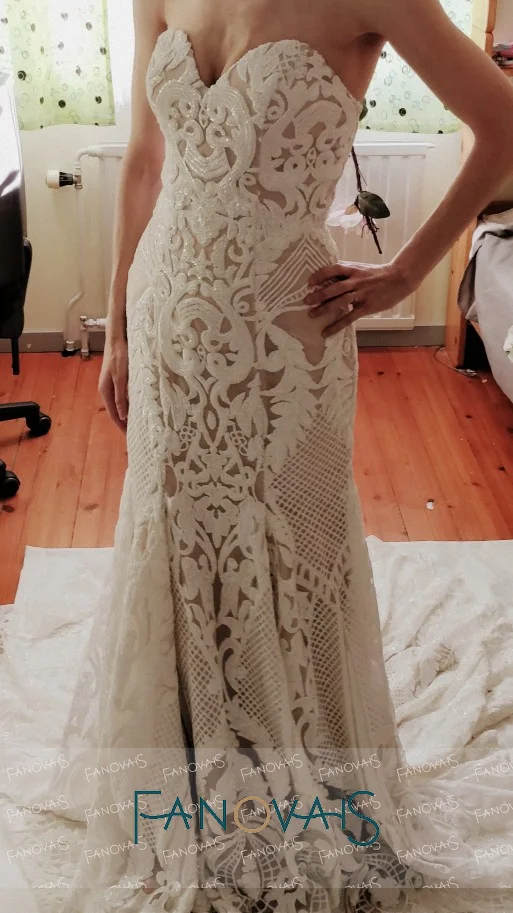 Старинные кружева Русалка свадебное платье Турция Vestido de Novia блесток кружева Sheer свадебные платья халат mariee gelinlik casamento