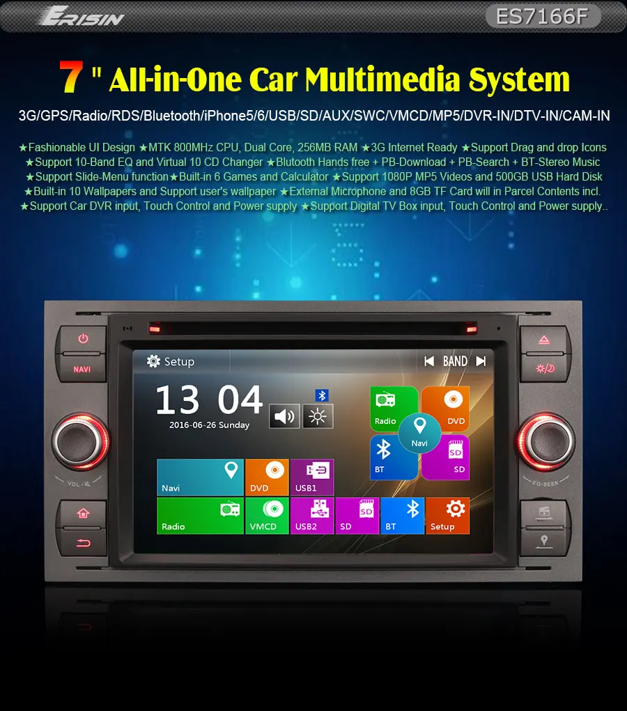 Erisin ES7166F 7 &quotWin8 UI автомобильный dvd плеер GPS 3G DAB + для Ford Fiesta Kuga|Автомагнитолы| |