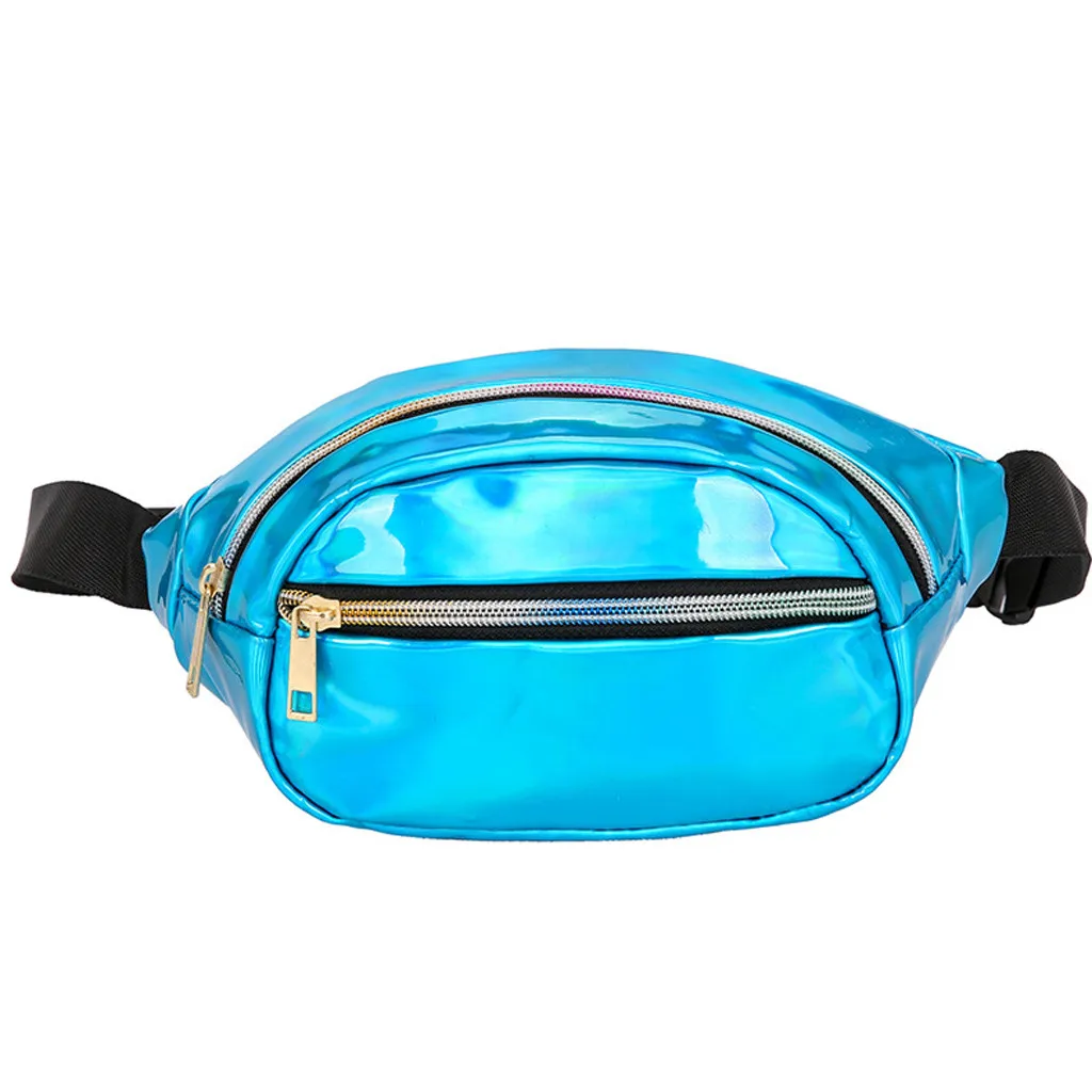 Летние Женские однотонные сумки с лазером на талии модные нагрудные карманы