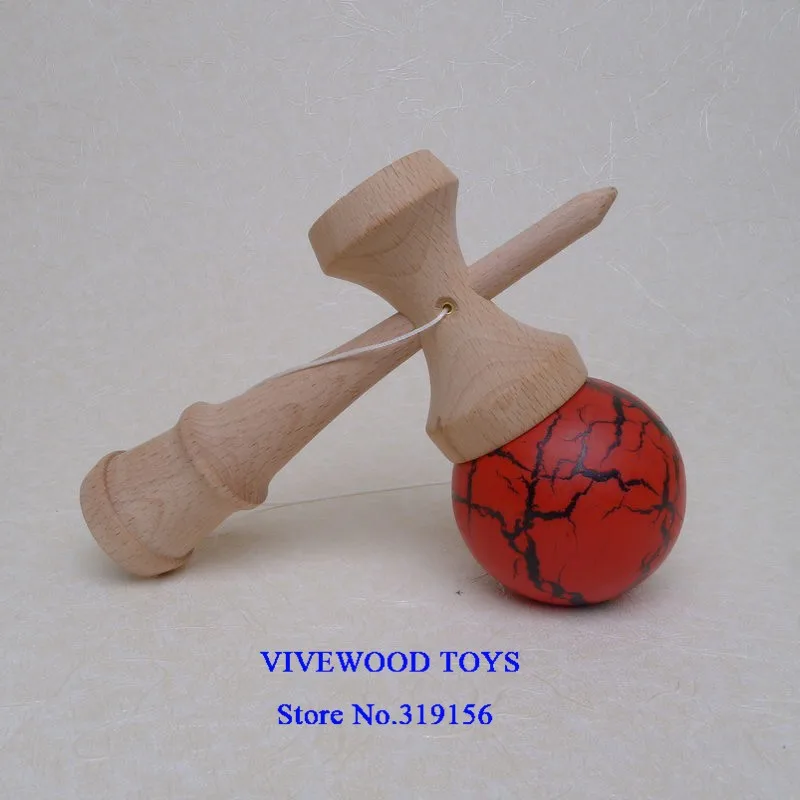 Дешевый бук Kendama для детей, изготовлен из натурального бука, кракле Kendama, металлические заклепки Ken с трещины краски Tama, жонглирование мяч
