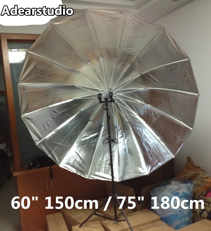 Светоотражающий зонт для студии 60 дюймов 150 см 180 серебристый черный|silver umbrella|studio