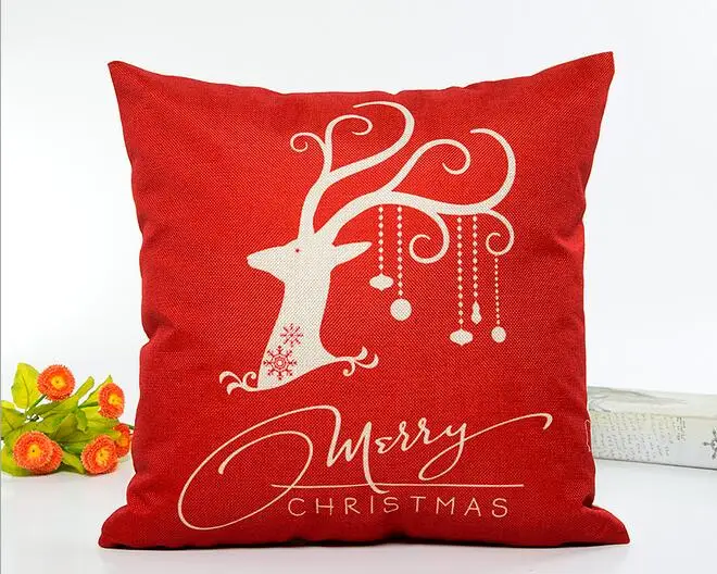 Бесплатная доставка горячей распродажи многоразового стиля рождественского модного декоративного чехла для подушки из хлопка и льна XUAI001.