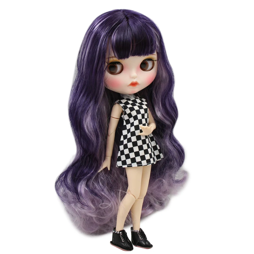 Кукла ледяная DBS Blyth 1/6 bjd белая кожа сустав тела фиолетовый микс фиолетовые волосы