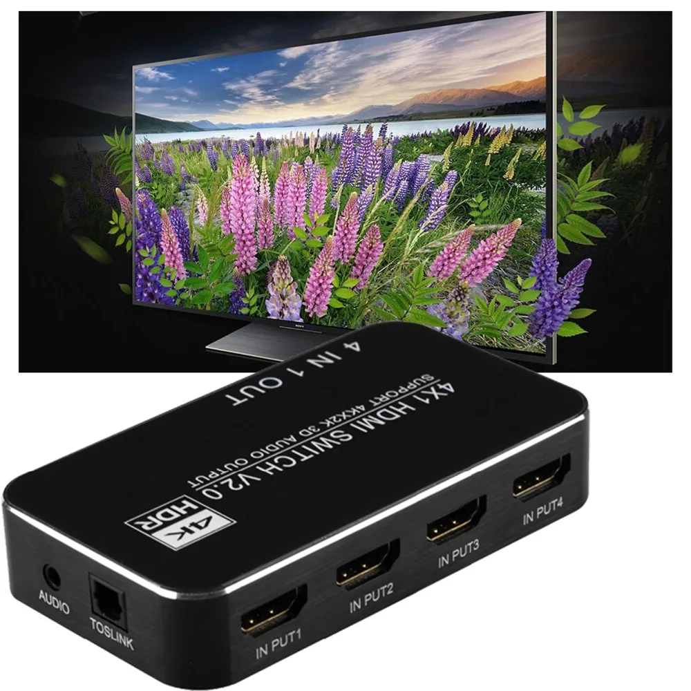 4K HDMI переключатель поддерживает ИК пульт дистанционного управления и ARC аудио