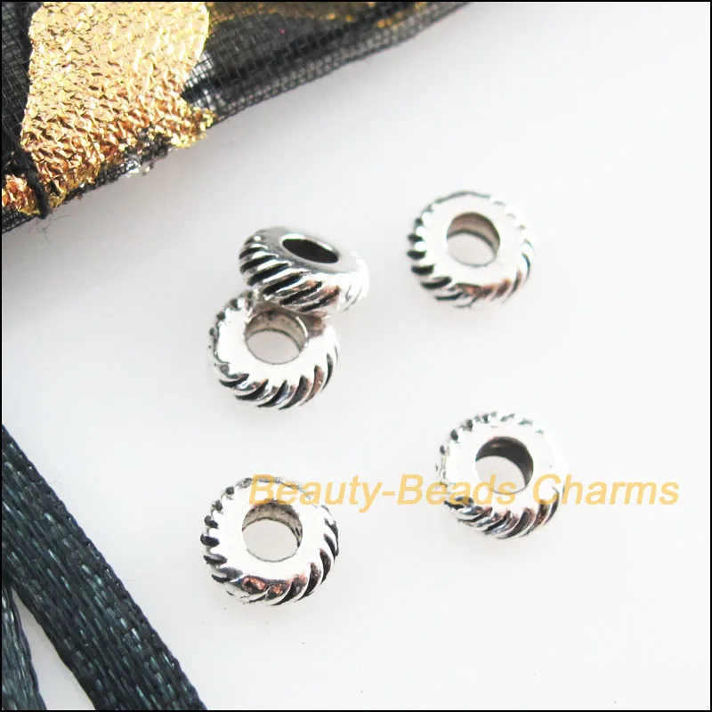 Новый 120 шт. Тибетский серебристый цвет колеса круглые бусы с отверстием подвески