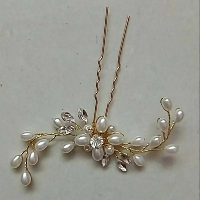 014 gold Свадебные хрустальные жемчужные заколки для волос, золотые, серебряные свадебные аксессуары для волос, модные женские заколки для волос, много свадебных украшений для волос - Окраска металла: 014 gold