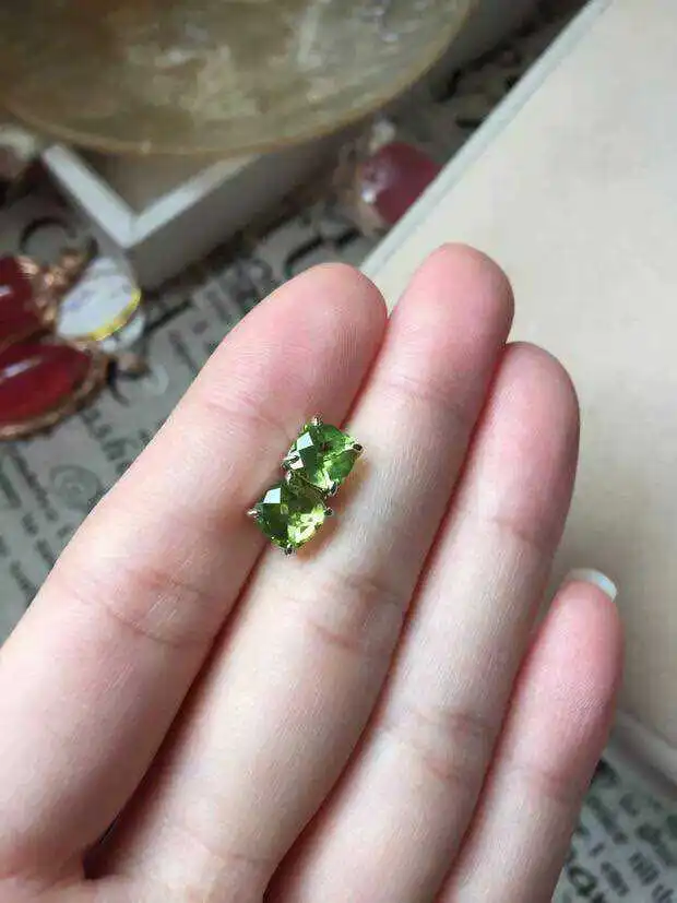 Женские вечерние Ги из серебра 925 пробы с натуральным Перидотом | Украшения и