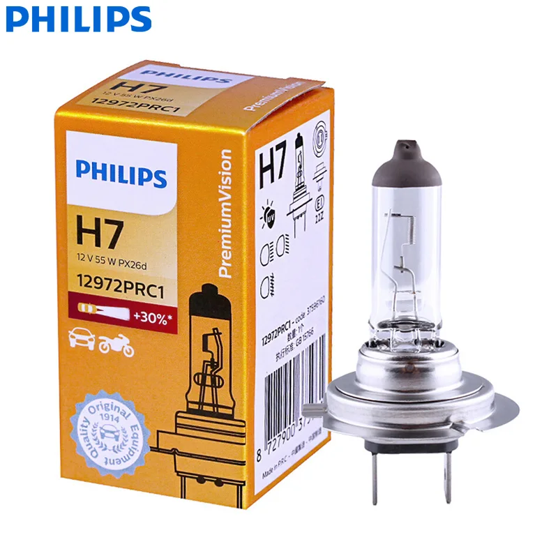 Philips Vision H7 12V 55W PX26d 12972PRC1 + 30% более яркий оригинальный светильник автомобильный