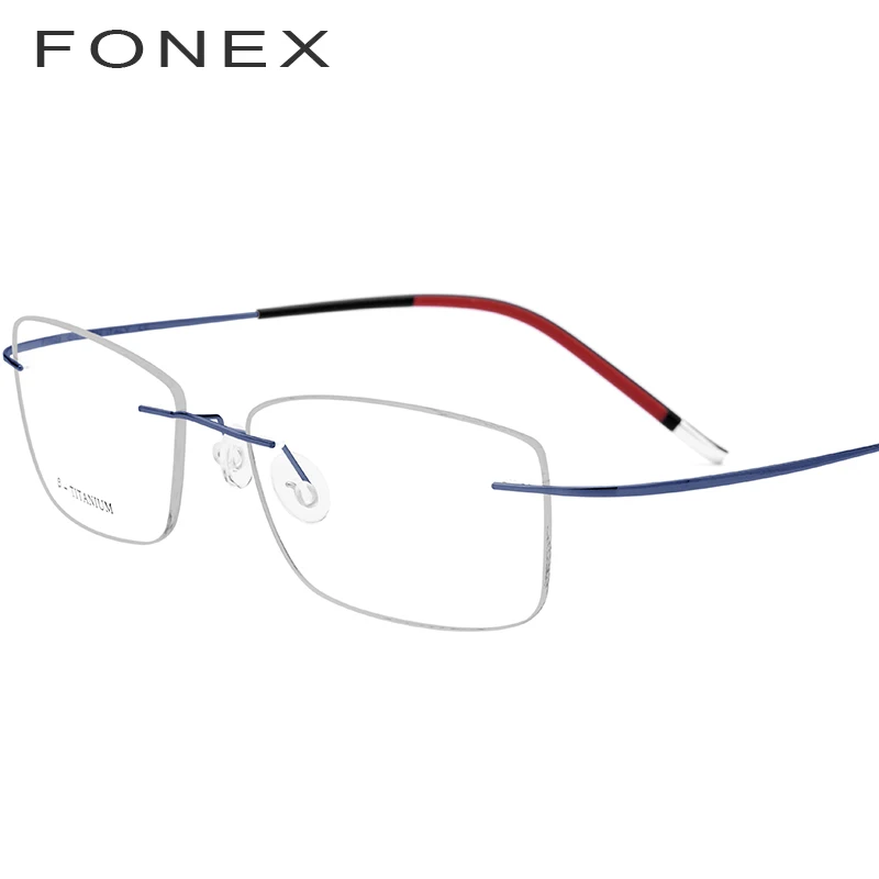 FONEX B титановая оправа для очков без оправы, женские сверхлегкие очки по рецепту, мужские высококачественные оптические очки для близорукости 9203 - Цвет оправы: Синий