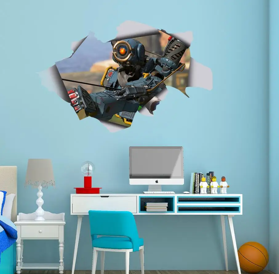 3D Apex hero настенные наклейки домашний Декор Съемный Детская комната мультфильм Битва игры настенные наклейки поддельный оконный проем росписи - Цвет: Синий