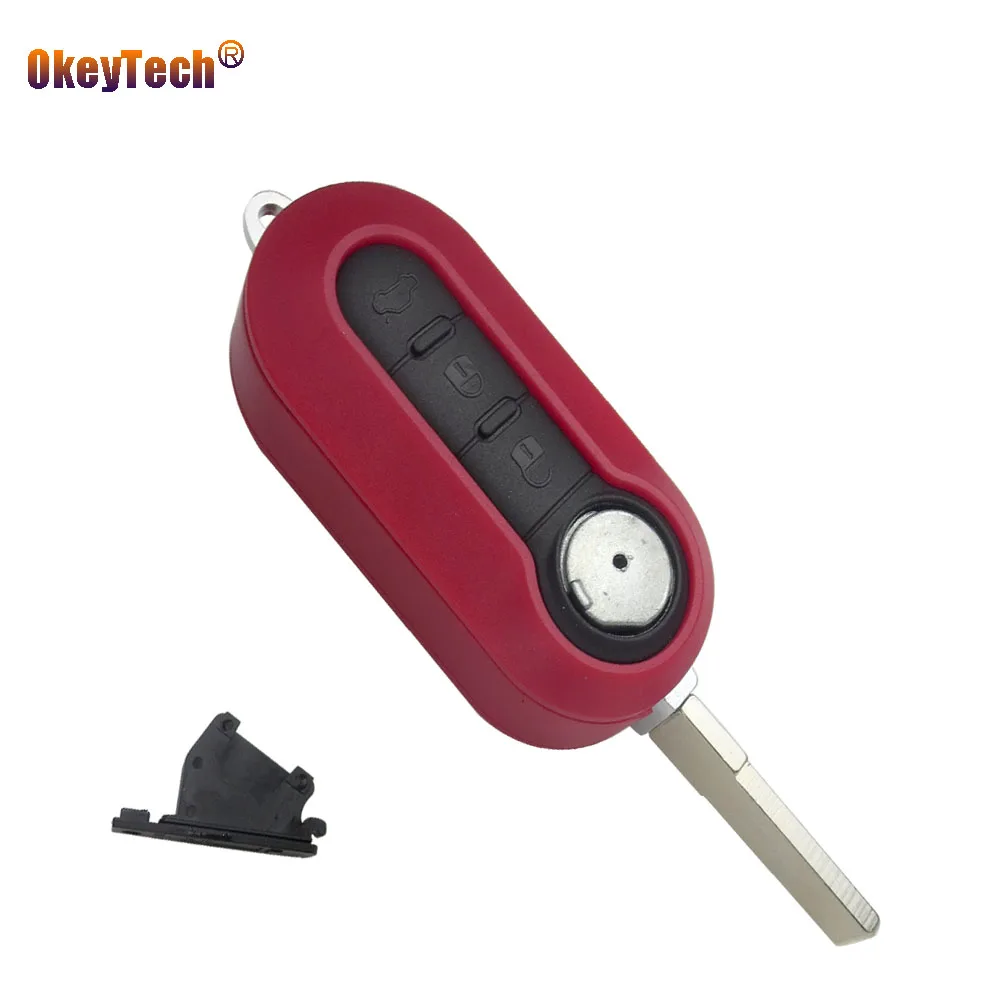 

OkeyTech For Fiat 500 Panda Punto Bravo Idea 3 Buttons Replacement Flip Folding Remote Auto Switchblade Key Case Shell Cover Fob