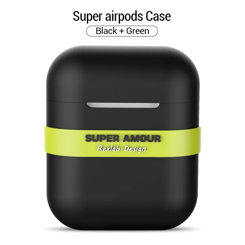 Black green PZOZ для Apple airpods чехол Аксессуары для airpods чехол для наушников bluetooth беспроводной ремешок мягкий силиконовый защитный - Цвет: Black green