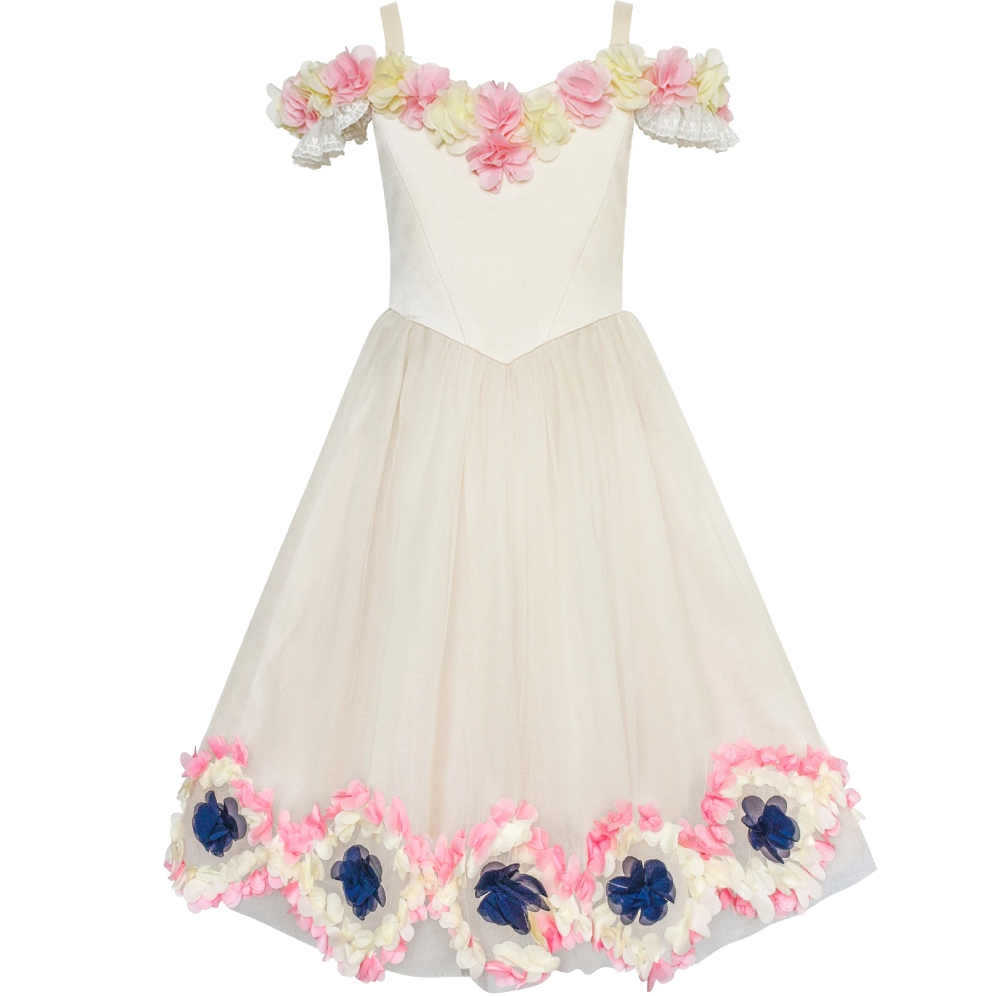 Flower Girls Dress Pink Cold Shoulder Bridesmaid Wedding 2020 Summer Princess Party Dresses Girl Clothes Pageant Sundress | Детская