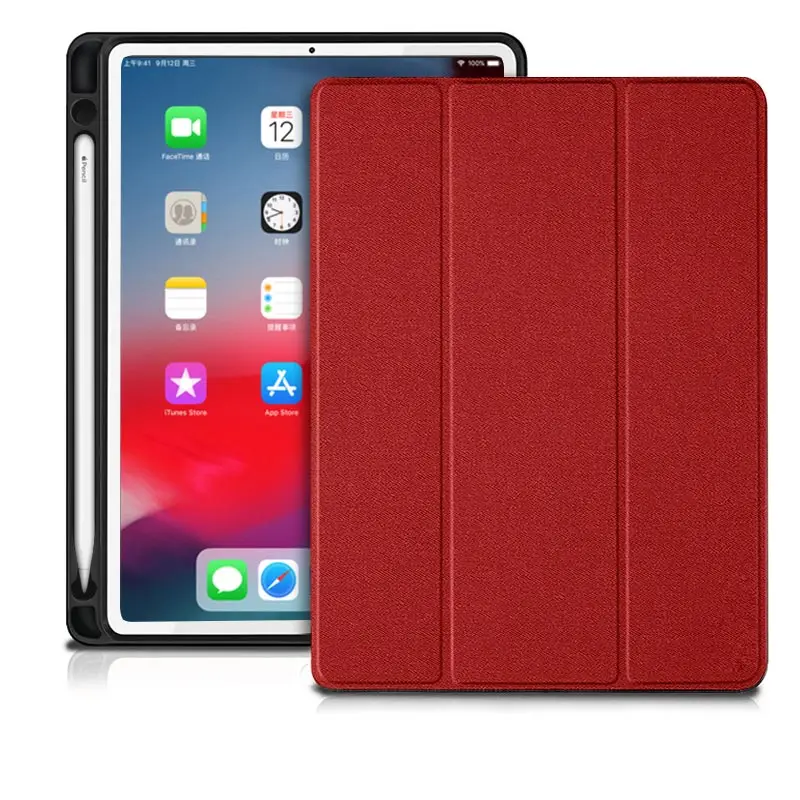Pro 11-Wine red Чехол для нового iPad Pro 11 чехол с карандашом из искусственной кожи с магнитной подставкой+ Мягкая силиконовая задняя крышка для iPad Pro 11 чехол - Цвет: Pro 11-Wine red