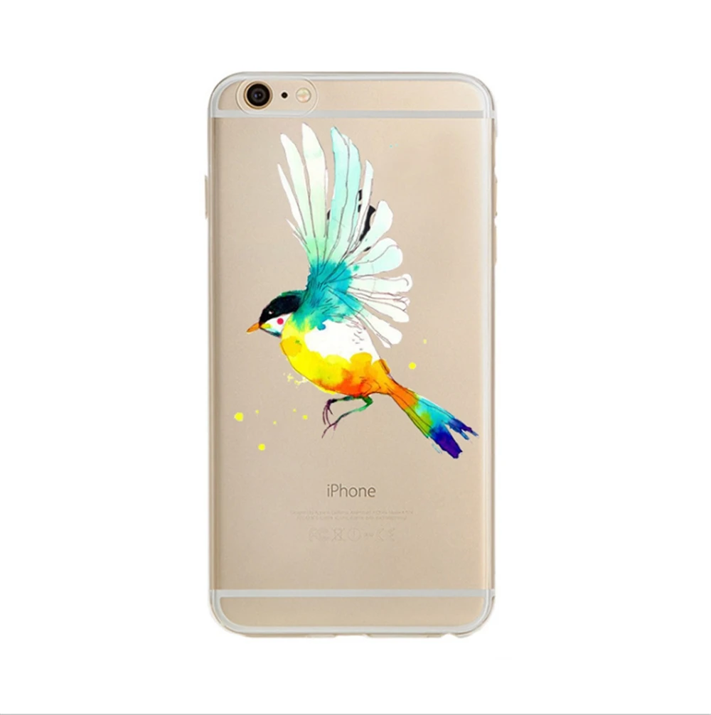 Для Apple iPhone 7 6 S Plus Чехлы мультфильм перо птицы животных Мягкий силиконовый чехол