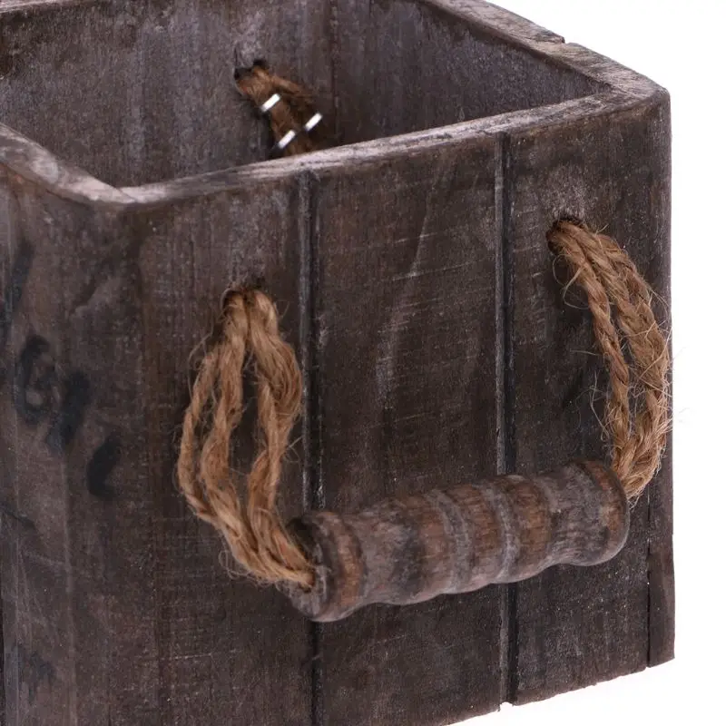 Деревянный деревенский цветочный горшок корзина мясистый суккулент Плантатор