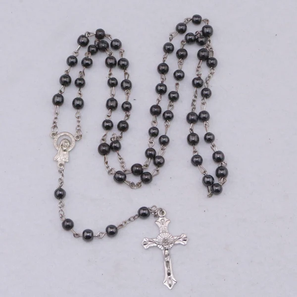 HIGH QULITY CATHOLIC ROSARY CROSS NECKLACE HEMATITE BLACK STONE BEADS WITH JERUSALEM SOIL&ampCRUCIFIX | Украшения и аксессуары