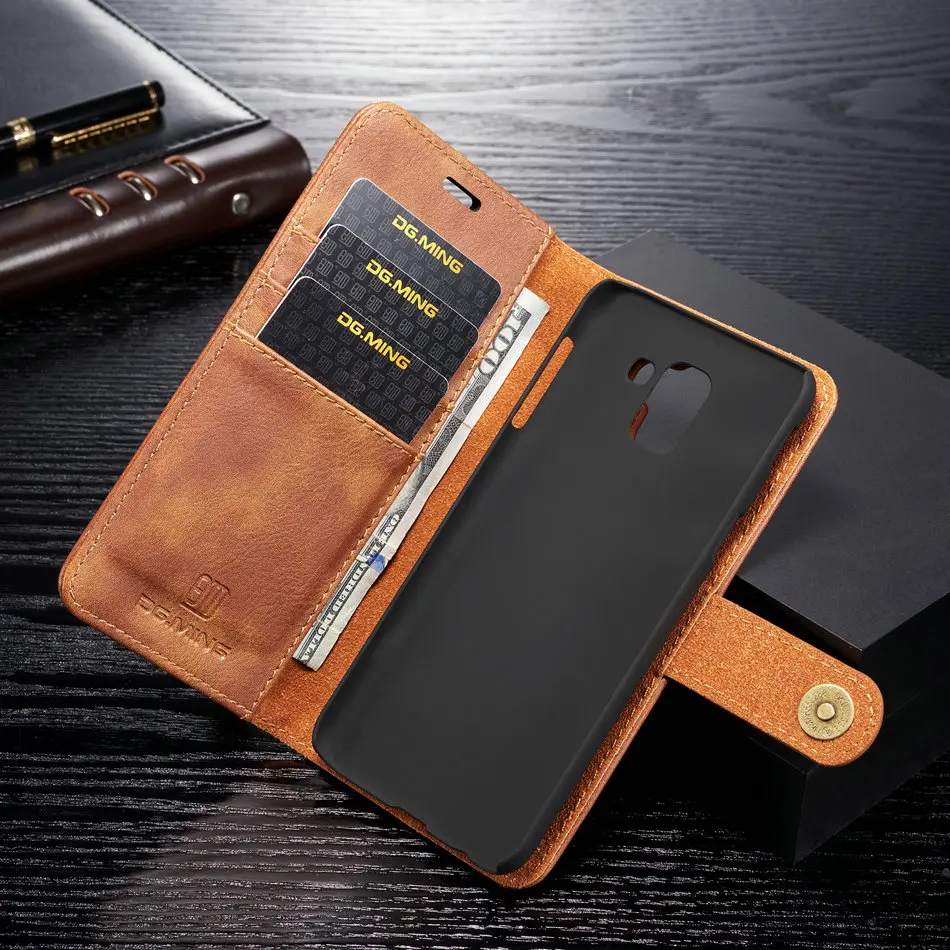 DG. MING Роскошный кожаный чехол 2 в 1 для samsung Galaxy J6, Магнитный съемный держатель для карт, кошелек, чехол для J6 Plus чехол