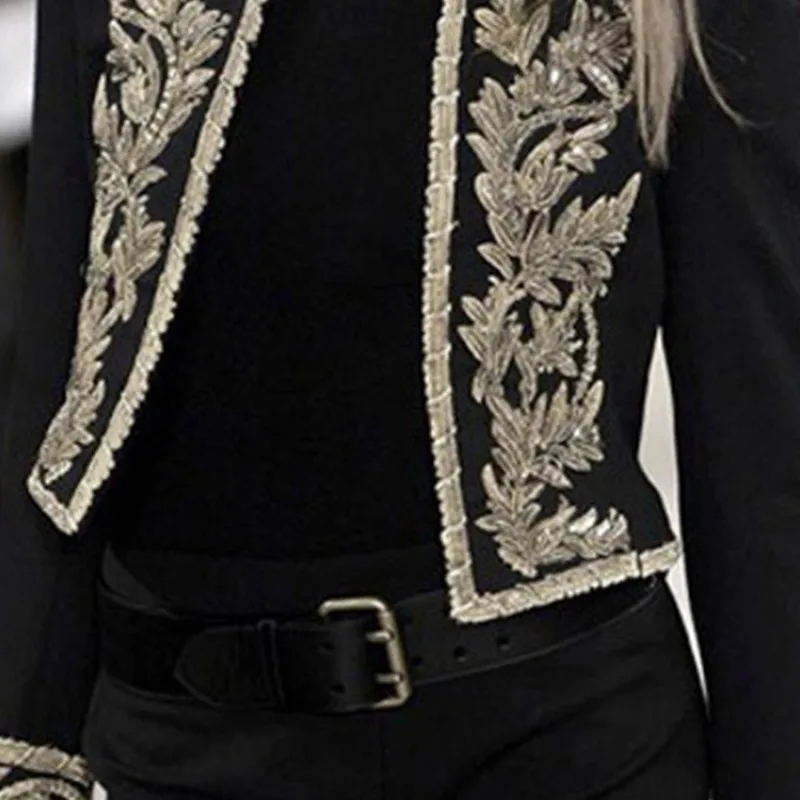 Черный блейзер женские короткие блейзеры с принтом s длинный рукав короткий