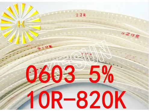 

75valuesX100pcs=7500pcs 0603 SMD Resistor Kit Assorted Kit 10R-820K ohm 5% Sample Kit Sample bag Fuse