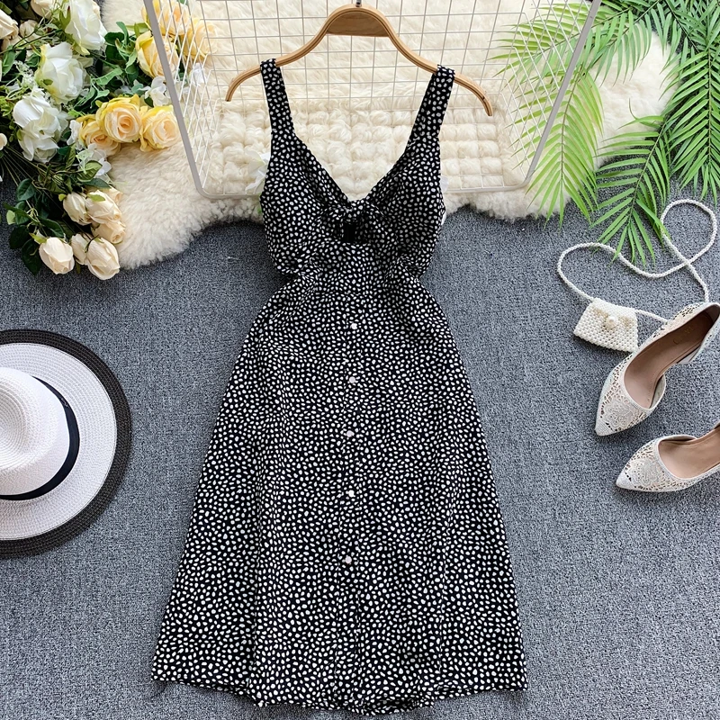 Женское мини платье без рукавов ALPHALMODA с V образным вырезом и узлом однорядное