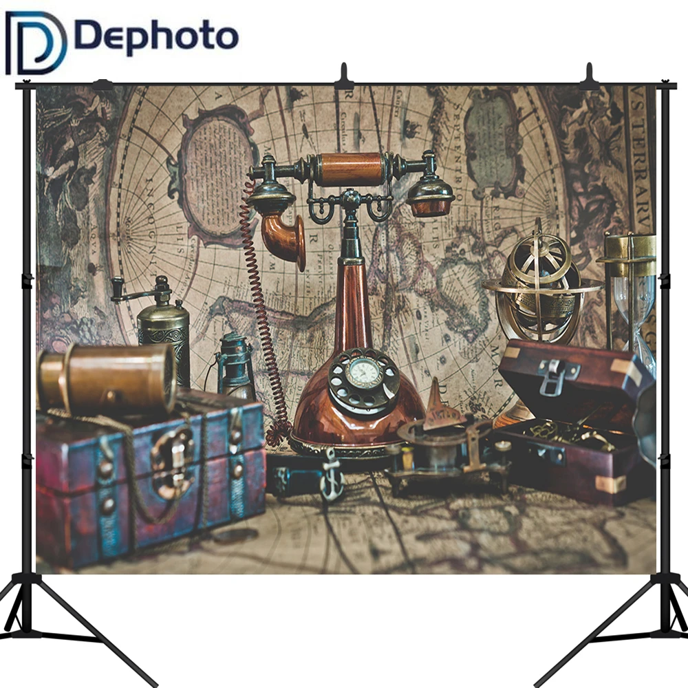 DePhoto фоны для фотосъемки старинная винтажная Карта сокровищ Bokeh Карибы компас