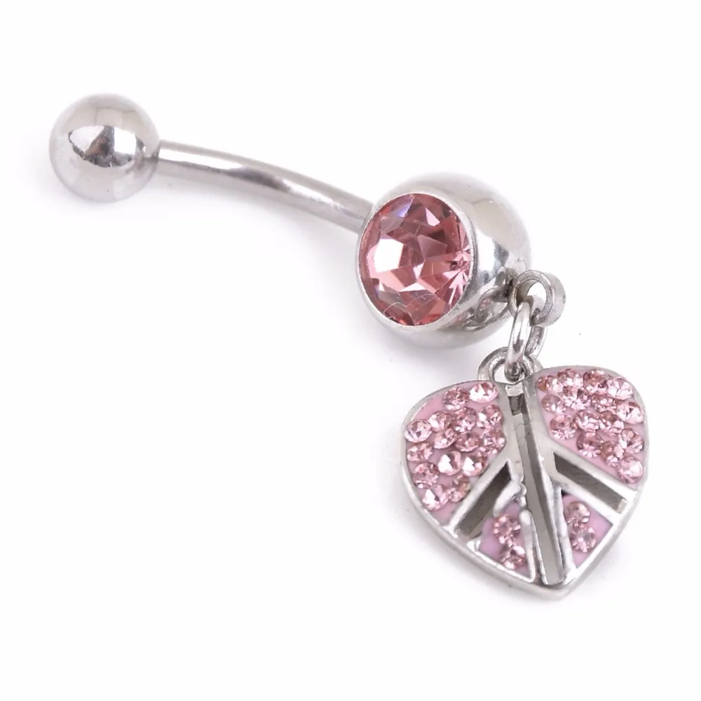 1 шт сексуальный розовый цвет сплав кристалл в форме сердца болтаются пупка