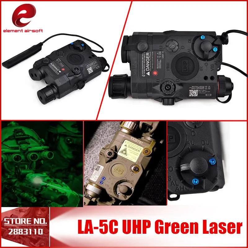 Airsoft Element  Softair Flashlight LA-5C PEQ UHP Tactical Laser Flashlight Hunting Green Light  New Version EX 419