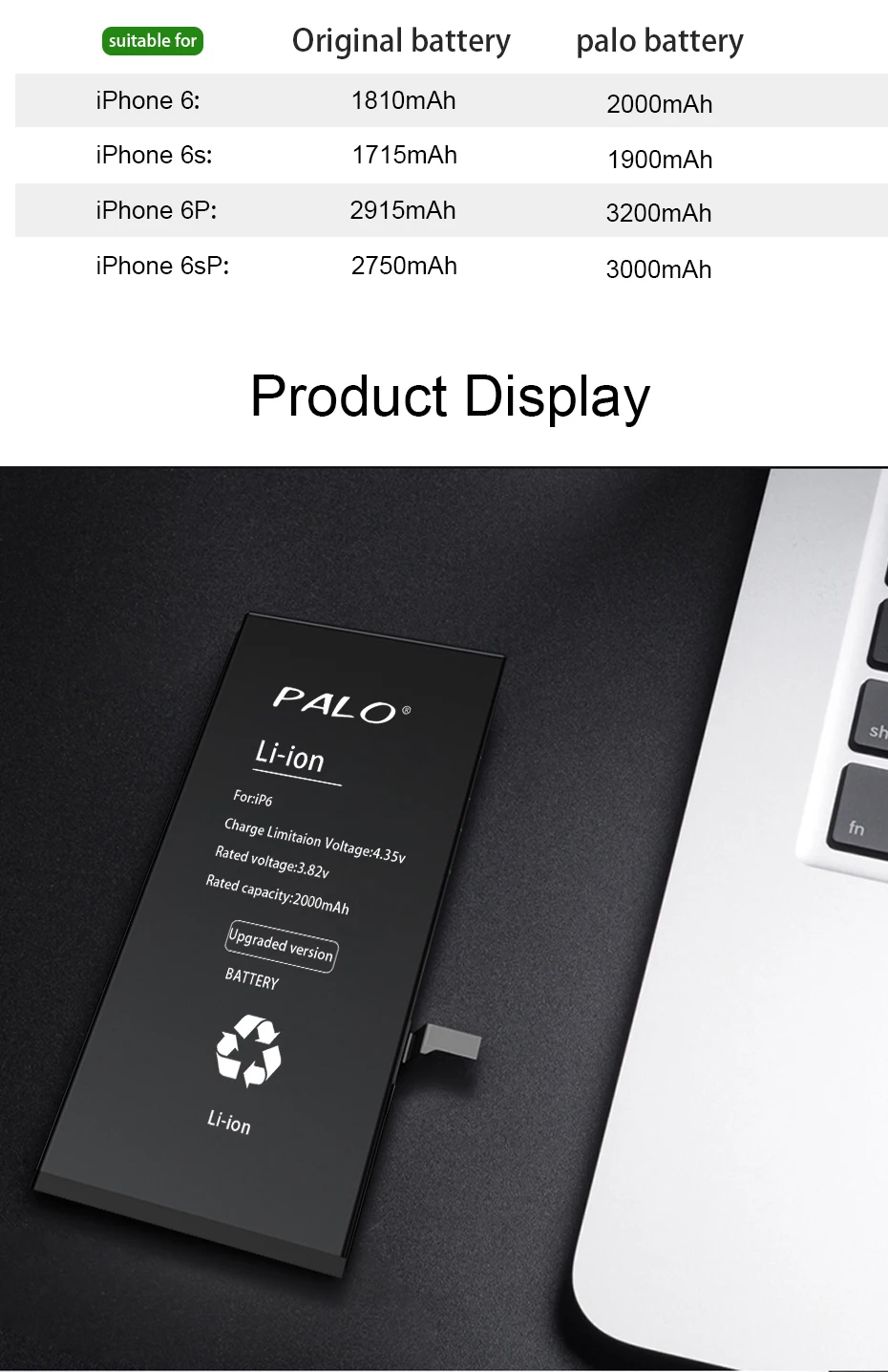 PALO, высокое качество, аккумулятор для Apple iPhone 6, 6 S, 6 Plus, 6S Plus, сменные батареи, реальная емкость, батарея, Бесплатные инструменты