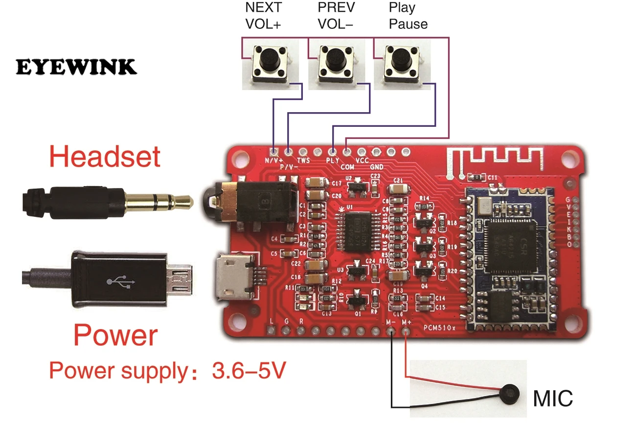 CSRA64215 4 0 2 Bluetooth модуль HIFI Цифровой усилитель внешняя плата DAC PCM5102A низкая мощность