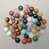 fashion natural stone round beads charms 8mm mixed cab cabochon for jewelry making ring accessories wholesale 50pcs