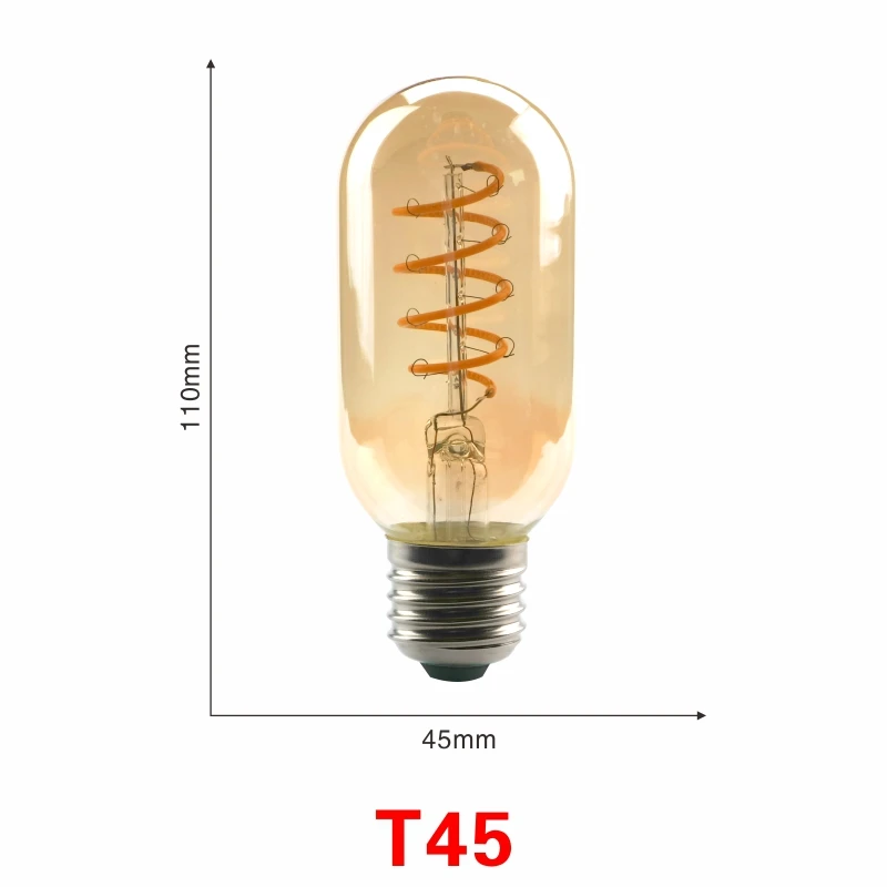 T45 E27 4W LARZI затемнения Edison лампа 4 Вт 40 Вт 220V Ретро Винтаж светодиодный спираль лампа накаливания светильник лампочка 2200K C35 T10 T45 A19 A60 ST64 G80 G95 G125 - Цвет: T45 E27 4W