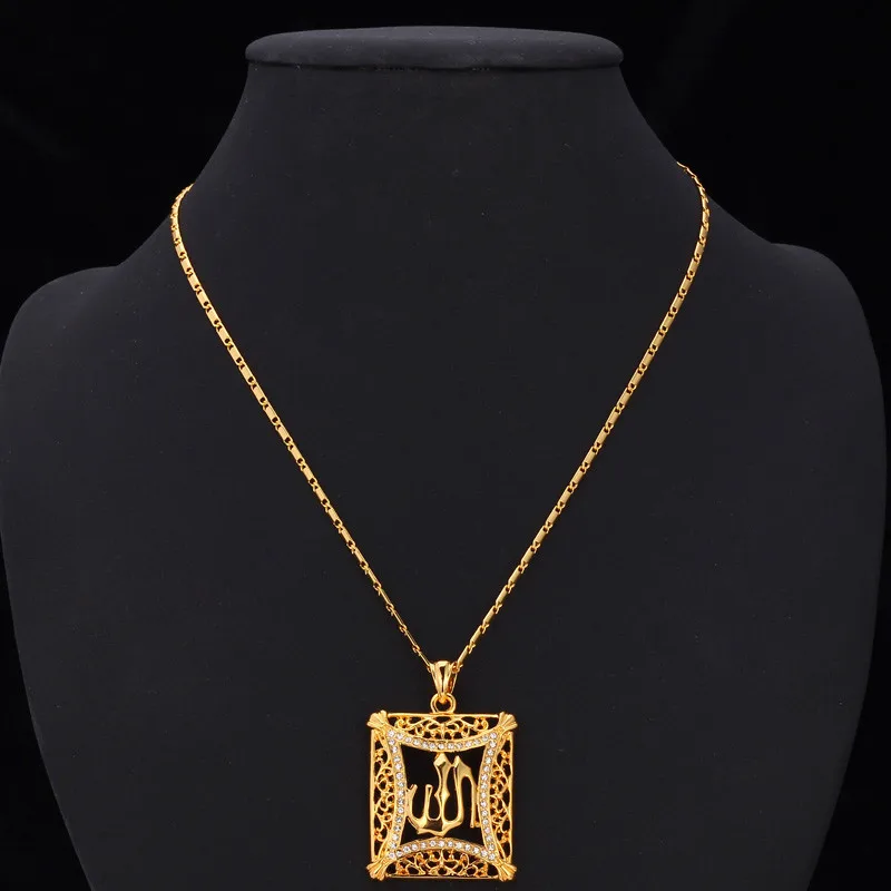 Кулон в стиле K POP золотистого цвета с кристаллами|muslim jewelry|allah pendantislamic charms |
