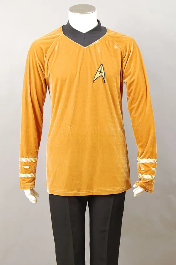 Костюм для косплея Star TOS Captain Kirk Spock Trek голубая Золотая желтая футболка