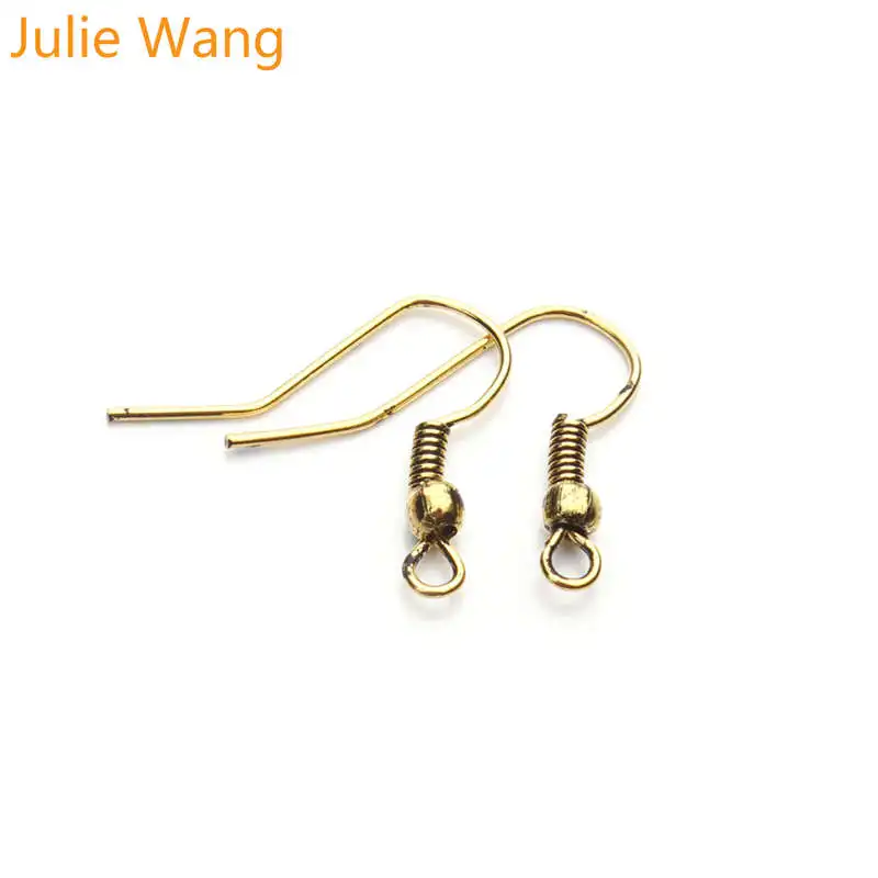 Julie Wang 200 шт. 18 мм крючки для ушей железные фиксаторы для серёжек DIY ювелирные изделия аксессуары 7 цветов доступны оптом - Цвет: Antique Gold