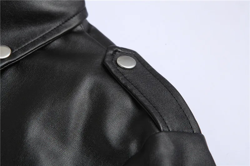 Сезон весна Модная мотоциклетная кожаная куртка для мужчин Slim Fit искусственной