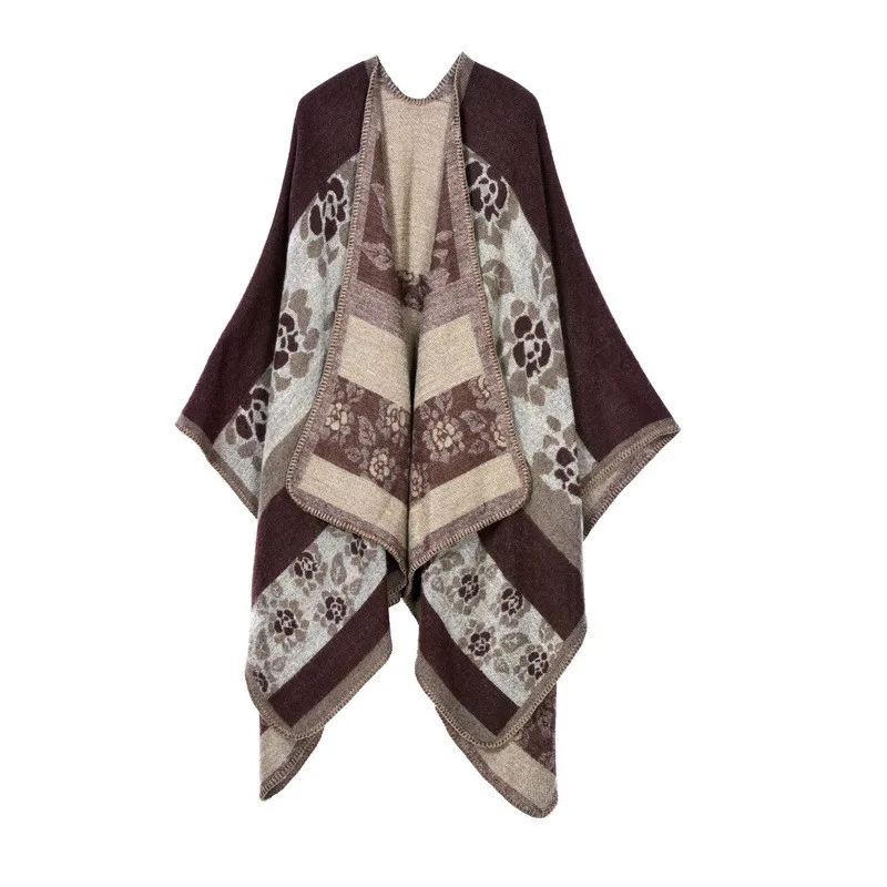 130*150 winter Thicken floral Cashmere Poncho shawl Women fashion Warm Ponchos And Capes coat female both sides Blanket scarf | Аксессуары