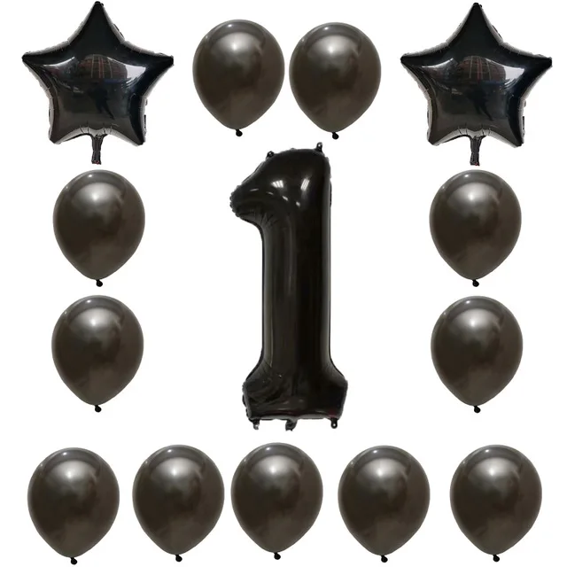 black 14 шт. 40 дюймов синие розовые воздушные шарики в виде цифр 1 2 3 4 5st День рождения украшения звезда гелий 1" Латексные Шары Поставки воздушные шары - Цвет: black