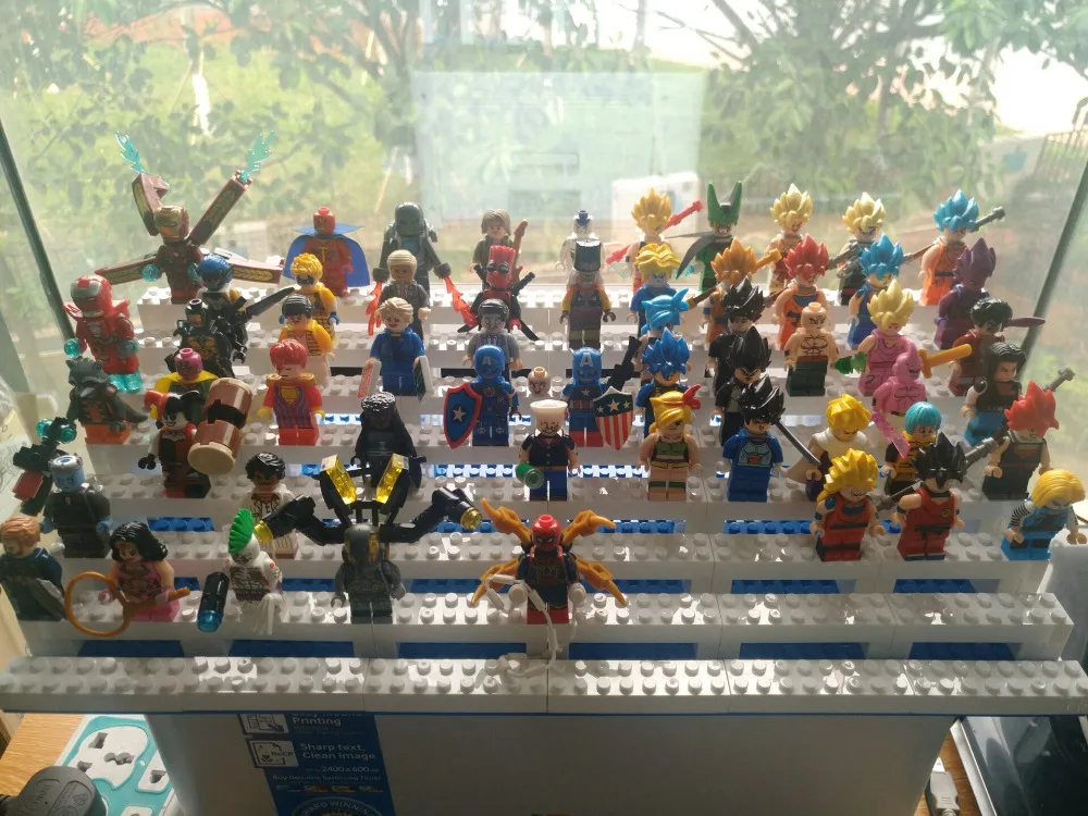 Строительные блоки Супер Герои дисплей коробка чехол с размером 38,5*19,5*8 см около 100 шт фигурки выставка опорная пластина игрушки Детский подарок