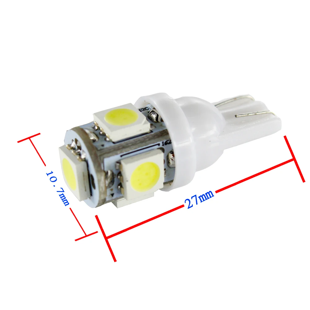 Оптовая продажа 100 шт. Led Автомобильный DC 12 В лампада светильник T10 5050 супер белый