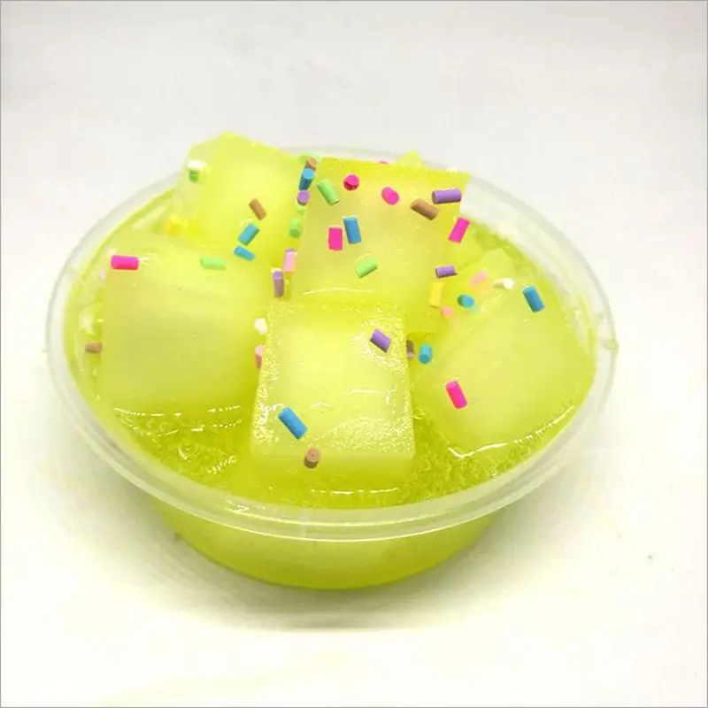 Прямая поставка кристаллическая Слизка мороженое кокосовые фрукты грязь конфеты шпатлевка Анти Стресс Сделай Сам нарисованная прозрачная ручная резинка игрушки для детей Новинка