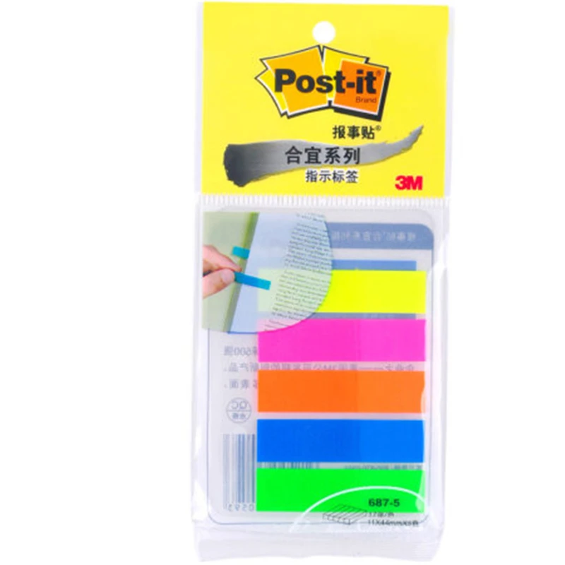 Post-it пластиковая матовая долговечная индикация этикеток, индекс времени, классификация закладки, закладка для заметок, 3 м, postit 687