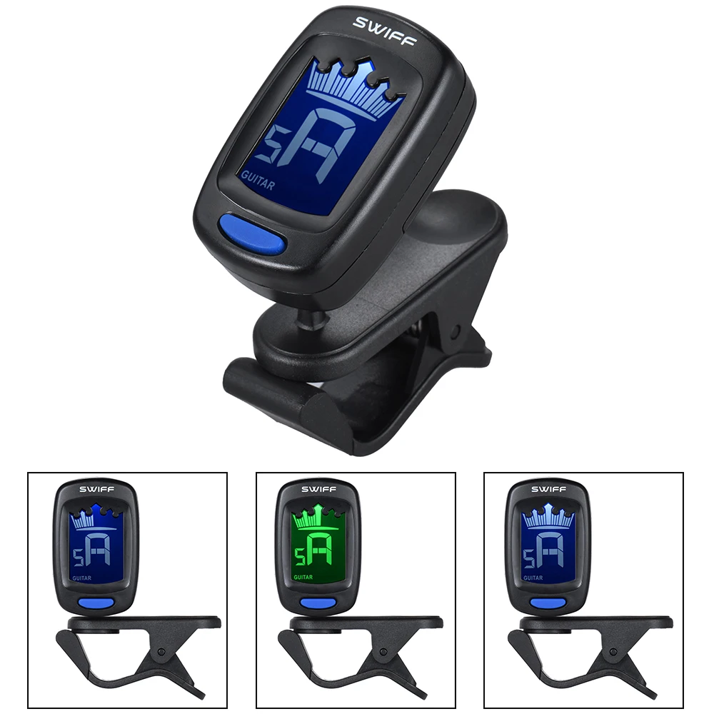 Автоматический цифровой электронный тюнер SWIFF с клипсой ЖК дисплей для гитары