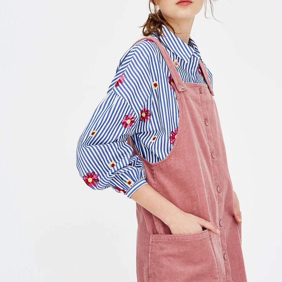 Полосатые повседневные женские рубашки с длинным рукавом Blusas Femininas Elegante