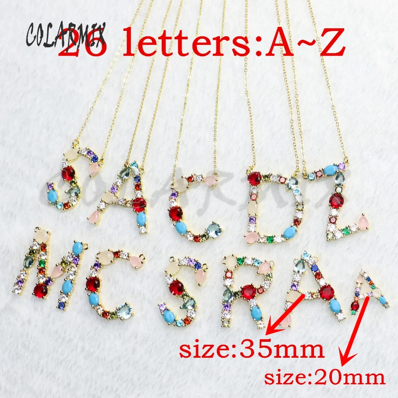 6 шт. Радужное циркониевое ожерелье с подвеской в виде букв женский подарок 5242 |