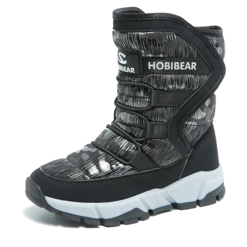 

2018 Winter Waterproof Girls Snow Boots Mid-Calf Children's Shoes Flat Boots Warm Plush Winter Boots For Girls Boys With Lining