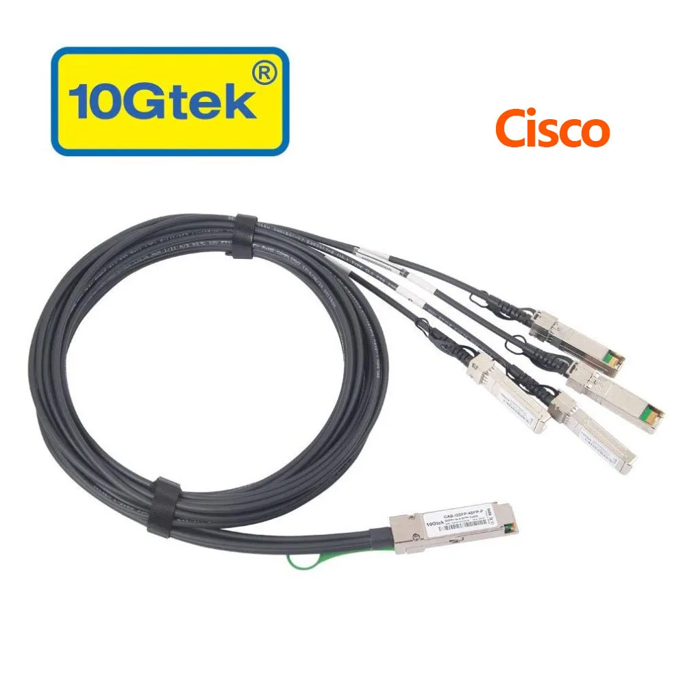 10Gtek для QSFP-4SFP10G-CU2M 2-метровый 40 ГБ/сек. QSFP + to 4x SFP Пассивный кабель прямого