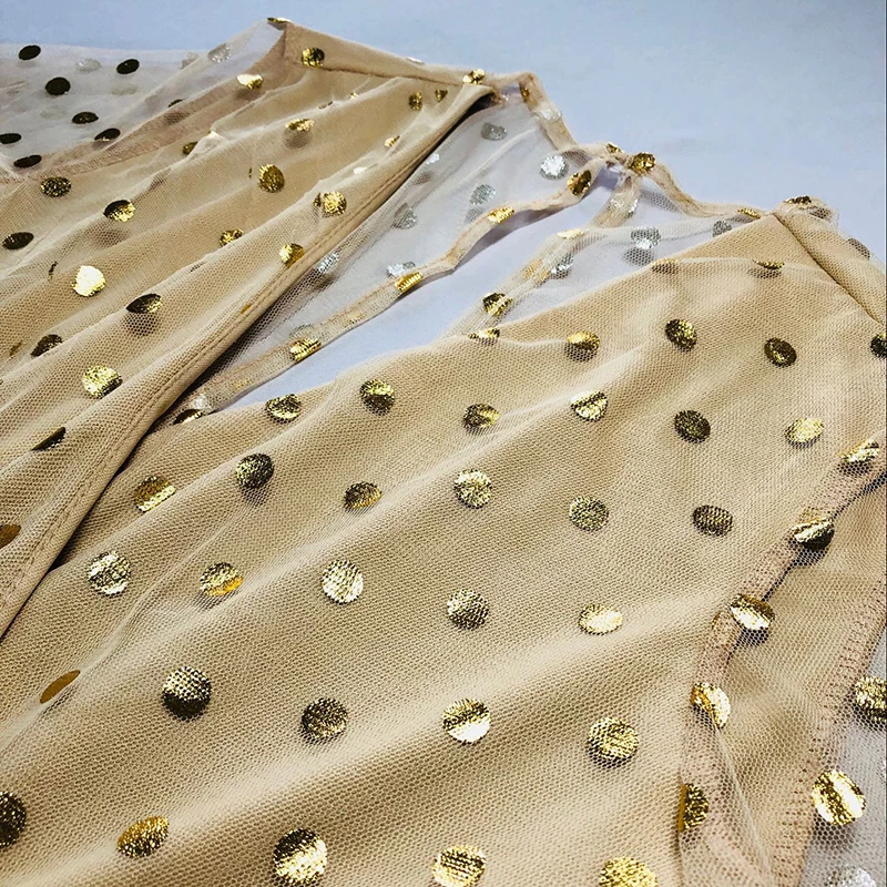 SISPELL летнее женское платье в горошек v образный вырез рукав сетку с блестками